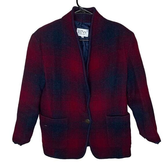 Vintage HW New York Plaid Blazer Coat Medium - Picture 1 of 4